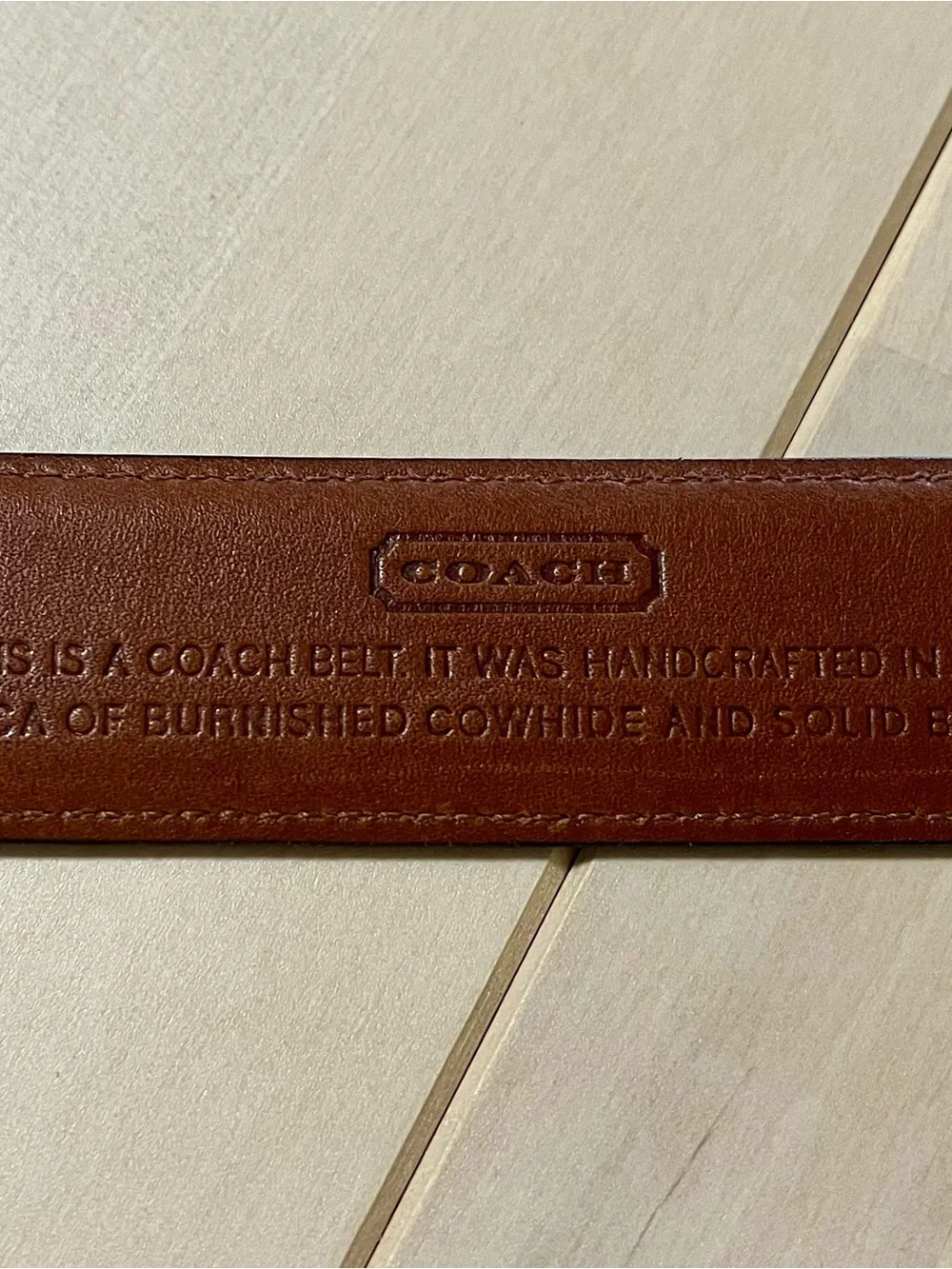 Coach Men's Dark Brown Leather Belt with Brass Buckle Sz40 Burnished Cowhide